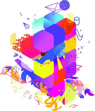 The style of abstract art, Suprematism, modern street art and graffiti. The design element is isolated on a white background, suitable for printing and web design. Geometric elements. Vector illustrat