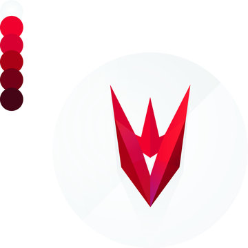 The head of the devil, Satan, mask. Vector flat logo. Sign isolated on white background. Corporate identity. Emblem. Symbol. Trident. Stylized object. Daemon. Gradient.