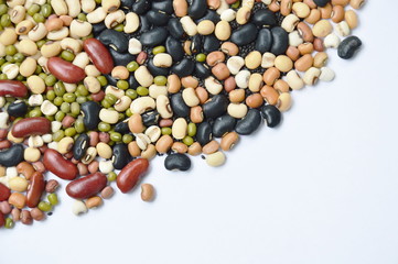 raw variety bean and cereal plant texture and background