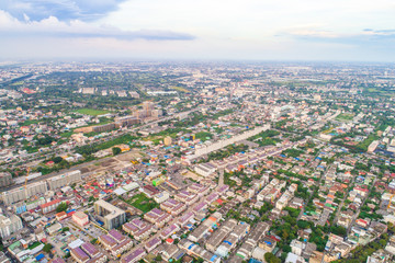 Fototapeta na wymiar Bangkok building of village and condominium aerial view
