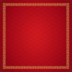Chinese frame background. Red and gold color. Vector illustration EPS10 