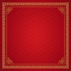 Chinese frame background. Red and gold color. Vector illustration EPS10 