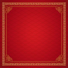 Chinese frame background. Red and gold color. Vector illustration EPS10 