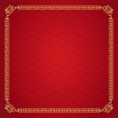 Chinese frame background. Red and gold color. Vector illustration EPS10 