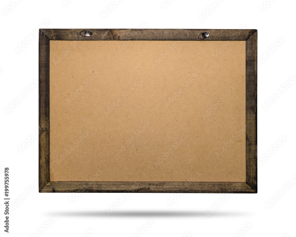 Poster wooden frame isolated on white background. template of border for your design. ( clipping paths )