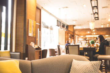 Restaurant with abstract bokeh light image.