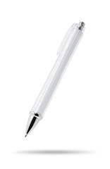 Transparent plastic pen isolated on white background. Template of ballpoint pen for your design. ( Clipping paths )