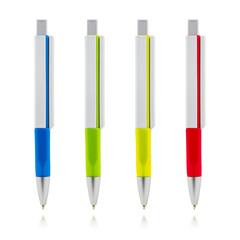 Colorful pen isolated on white background. Template of ballpoint pen for your design.