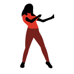  isolated silhouette in color clothes girl dancing