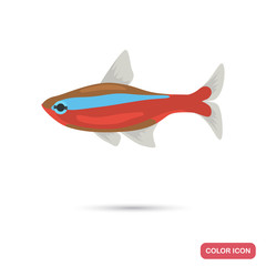 Neon aquarium fish color flat icon