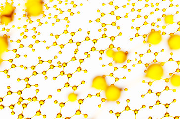 3d illustration of molecule compound of hydrogen and carbon. Atom Benzil for hemistry background. 3d illustration.
