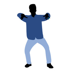 Fototapeta na wymiar vector, isolated silhouette in color clothes man dancing dance