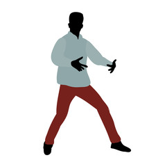 Fototapeta na wymiar vector, isolated silhouette in color clothes man dancing