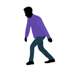 vector, isolated silhouette in color clothes man dancing
