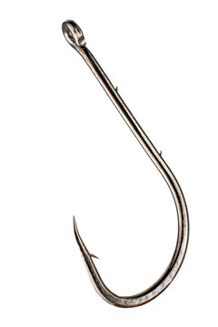 single fish hook isolated on white background
