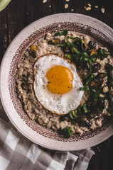 oatmeal salty with spring onion and egg