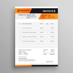 orange and black professional invoice template