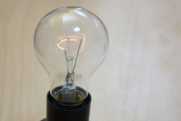 The filament in the lamp.