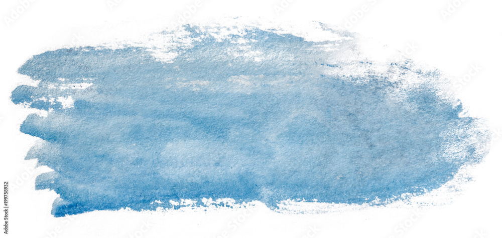 Wall mural blue watercolor stain. isolated on white background texture, element for design.