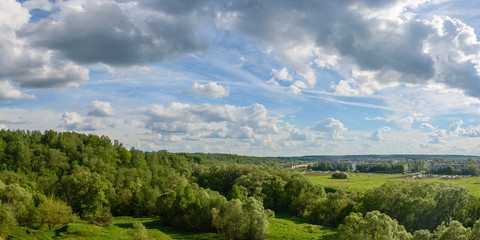 Obraz premium Panorama with beautiful clouds on the blue sky