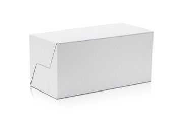 Blank cardboard box isolated on white background. Template of long box for your design. Clipping paths object.