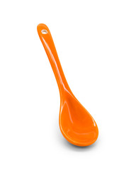 Ceramic spoon isolated on white background. Template of blank spoon for design. ( Clipping paths )