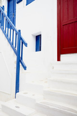 Mykonos Colourful alleys , traditional street doors