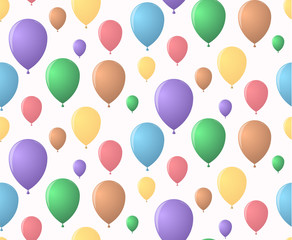 Rainbow holiday pattern of merry balloons flying skyward