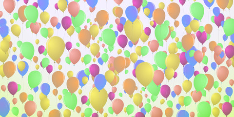 Background of densely flying balloons
