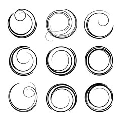 Vector abstract spirals and twirls shapes. Design elements set.