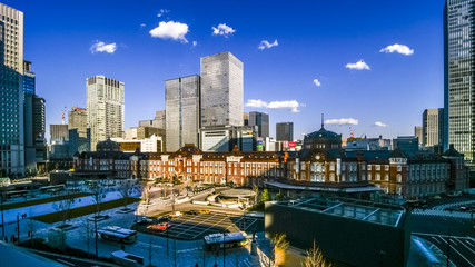 Fototapeta premium 日本、東京、東京駅、絶景、大都会の風景