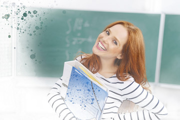 Artistic textured portrait of a smiling student