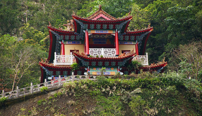 Buddhist temple hidden on the hillside