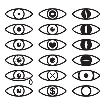 Eye icon set. Set of vector eyes. Vector.
