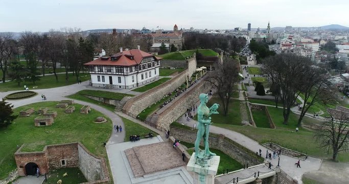 Viktor monument in Belgrade aerial view