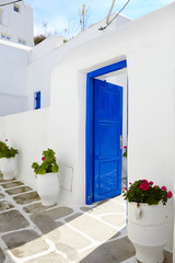 Fototapeta na wymiar Mykonos Traditional colourful alley doors