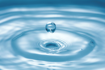 water surface with splash and waves made by droplet