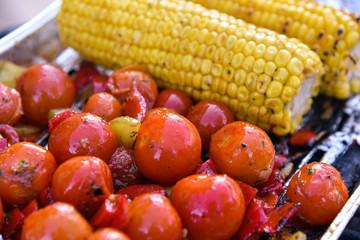 vegetables on the grill over low heat for preparing