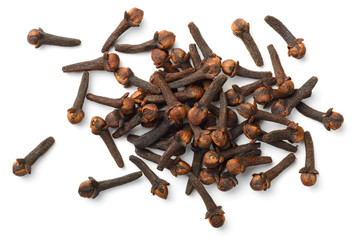 dried cloves isolated on white, top view