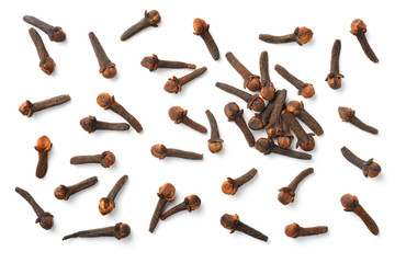 dried cloves isolated on white, top view