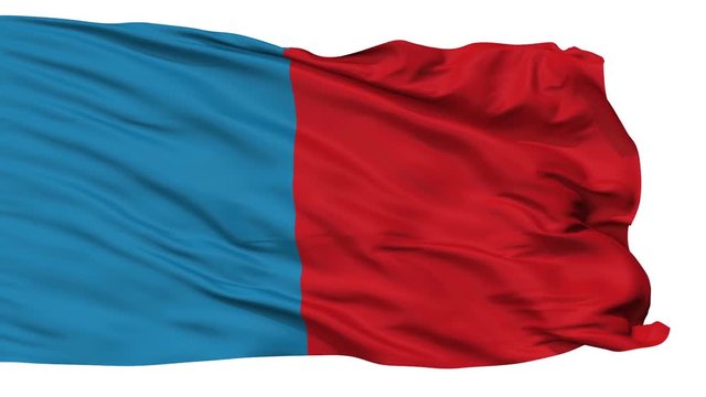 Narbona flag, city of France, realistic animation isolated on white seamless loop - 10 seconds long (alpha channel is included)