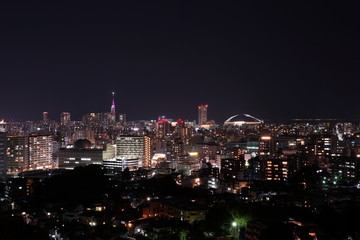 Fototapeta na wymiar 福岡市中央区の夜景都市風景