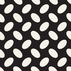 Vector geometric seamless pattern with curved shapes grid. Abstract monochrome rounded lattice texture. Modern textile background design