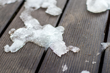 snow and ice on a wooden background ground floor textured