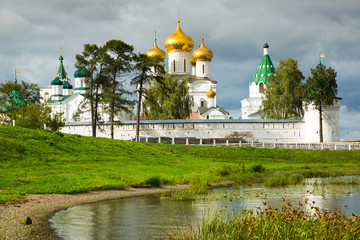 Male Ipatievsky Monastery at cloudy day in Kostroma, Russia