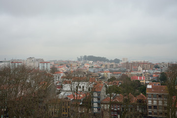 View from the heights of the city of Porto in the fog