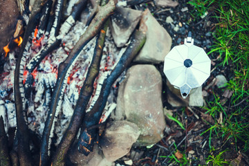 Geyser coffee maker.