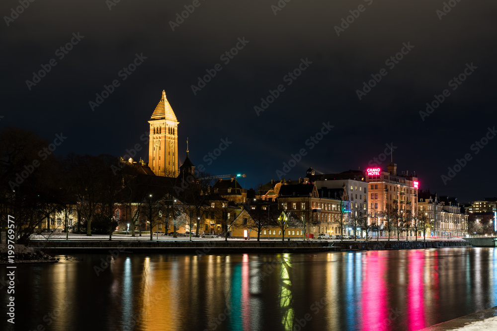 Wall mural norrköping by night