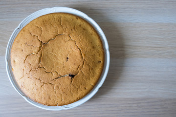A beautiful and mouth-watering home-made fruitcake close-up and copy space