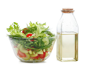 Bowl of salad  and olive oil